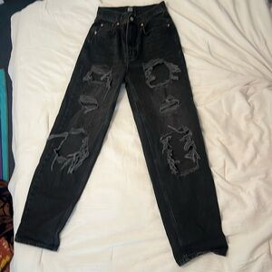Urban Outfitters BDG Black Ripped High Rise Baggy Jeans Size 26